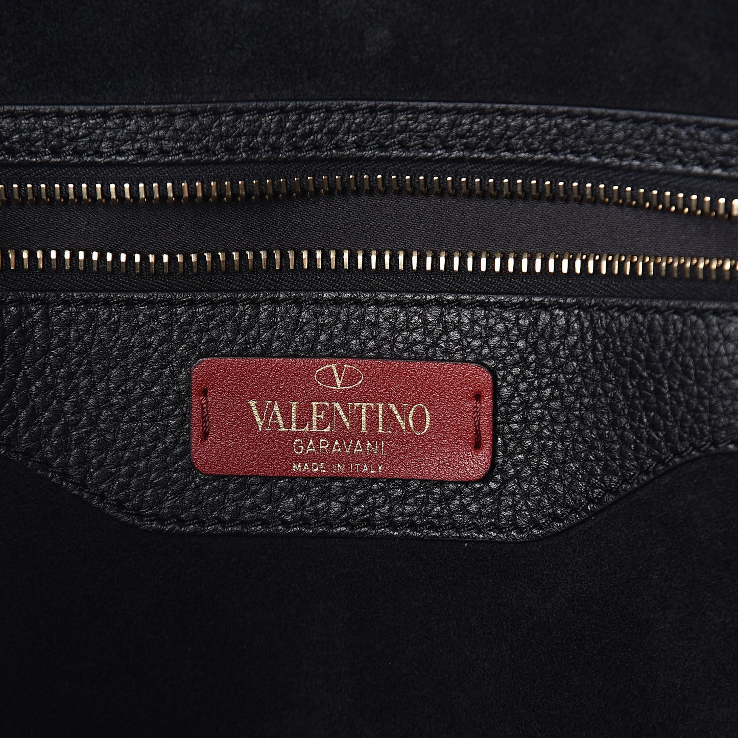 Grained Calfskin Rockstud Shoulder Tote Black