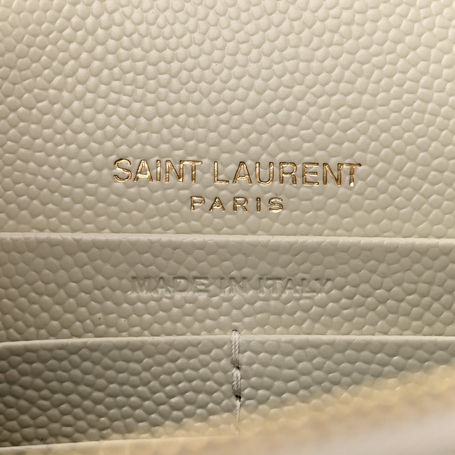 Saint Laurent Grain De Poudre Matelasse Chevron Monogram Envelope Chain Wallet Crema Soft 6 of 12