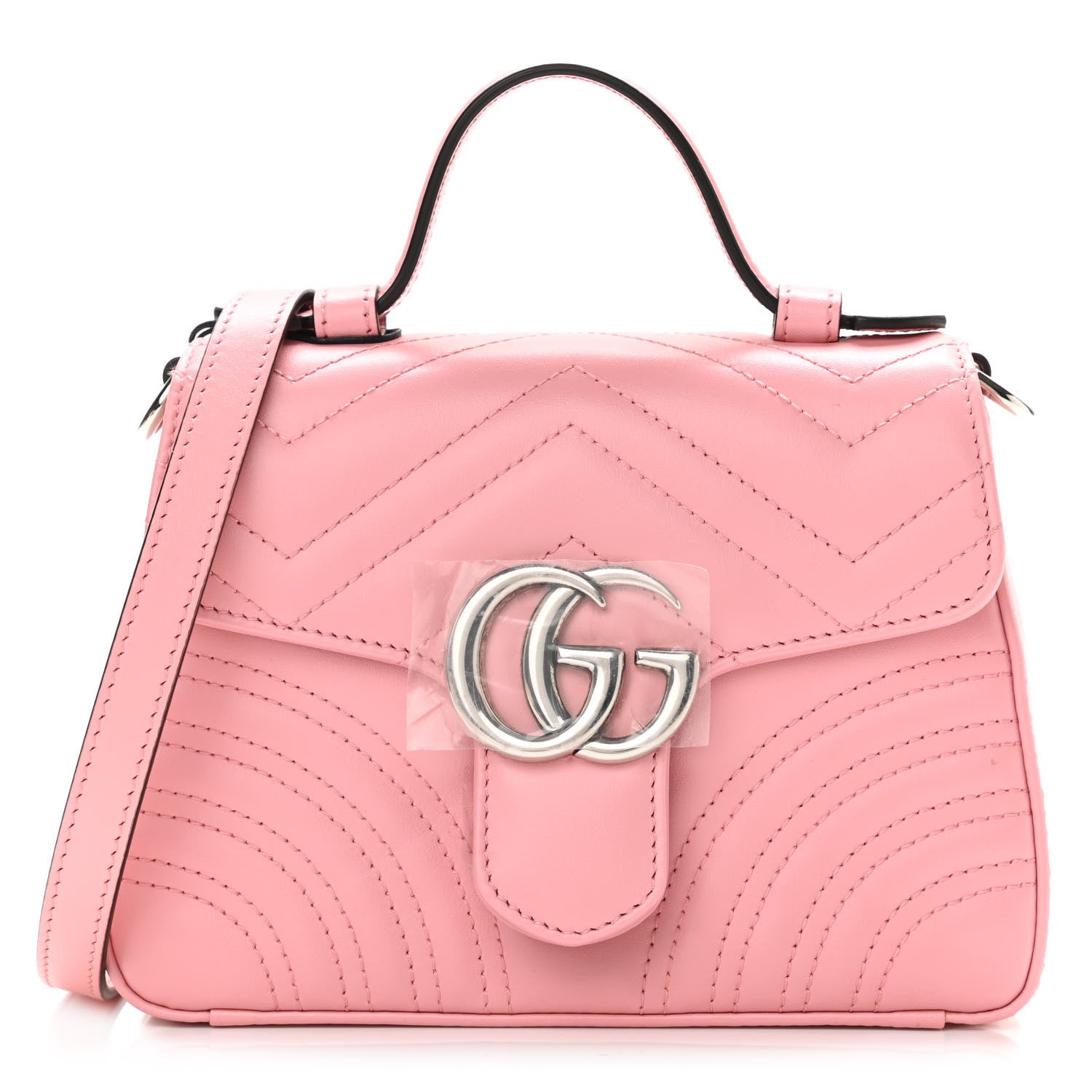 Gucci Calfskin Matelasse Mini GG Marmont Top Handle Shoulder Bag Wild Rose 1 of 10