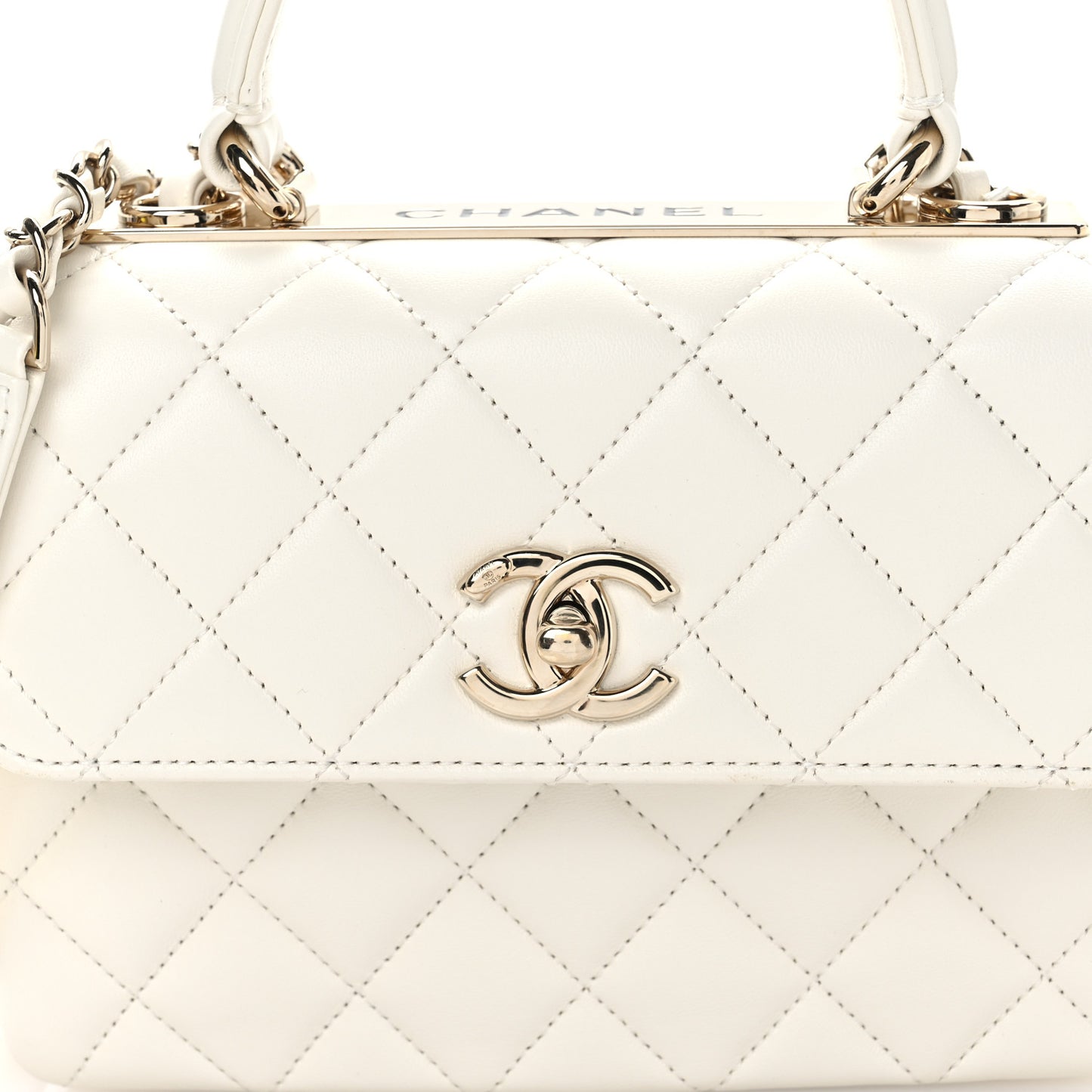 Lambskin Quilted Mini Trendy CC Dual Handle Flap Bag White
