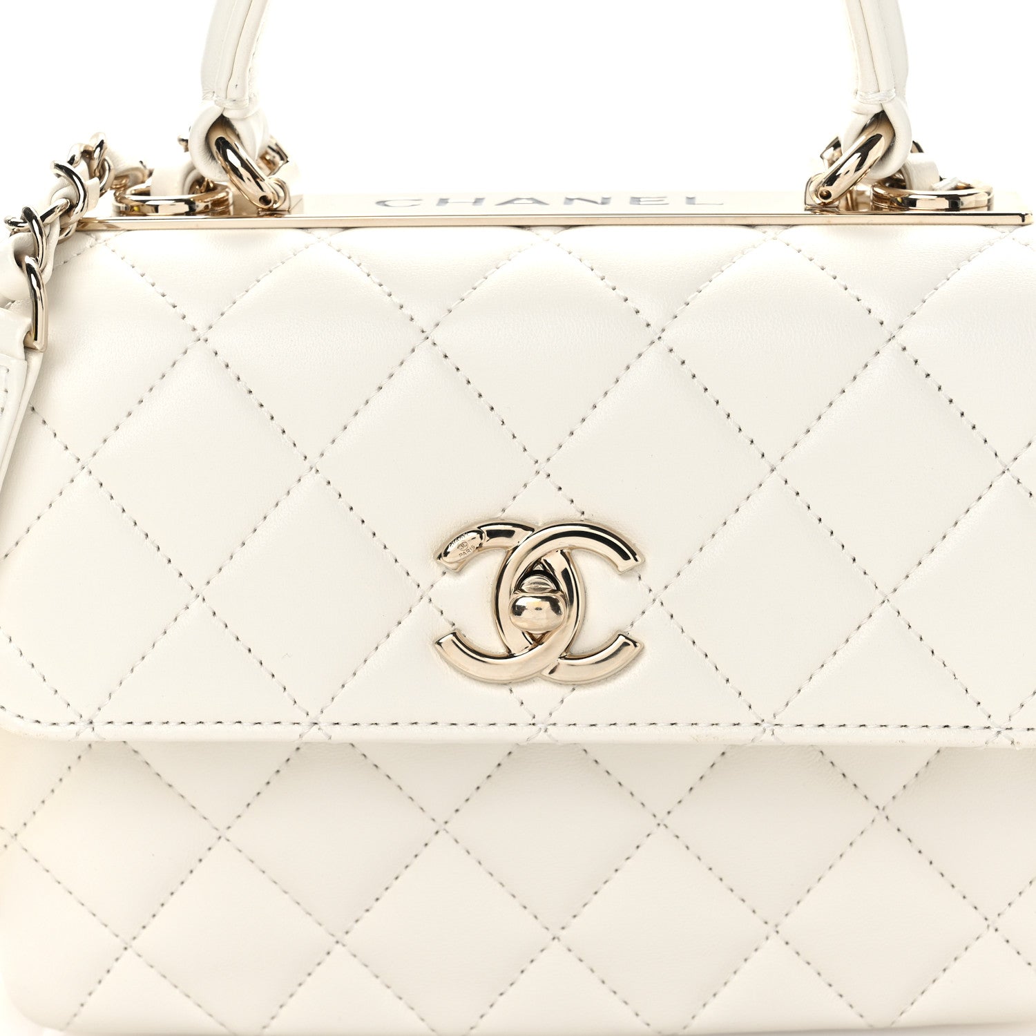 Chanel Lambskin Quilted Mini Trendy CC Dual Handle Flap Bag White 8 of 13