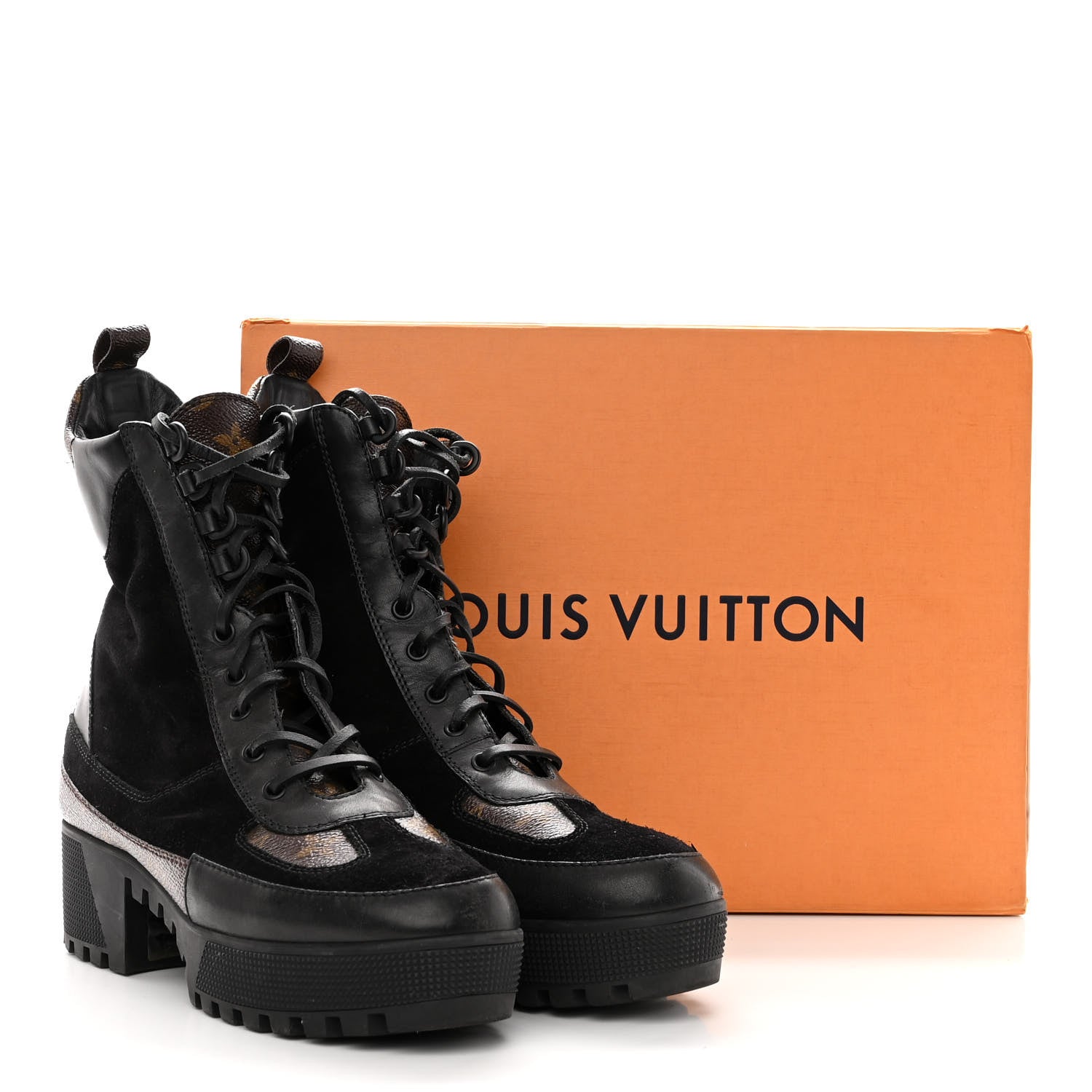Louis Vuitton Suede Calfskin Monogram Laureate Platform Desert Boots 40 Black 8 of 8