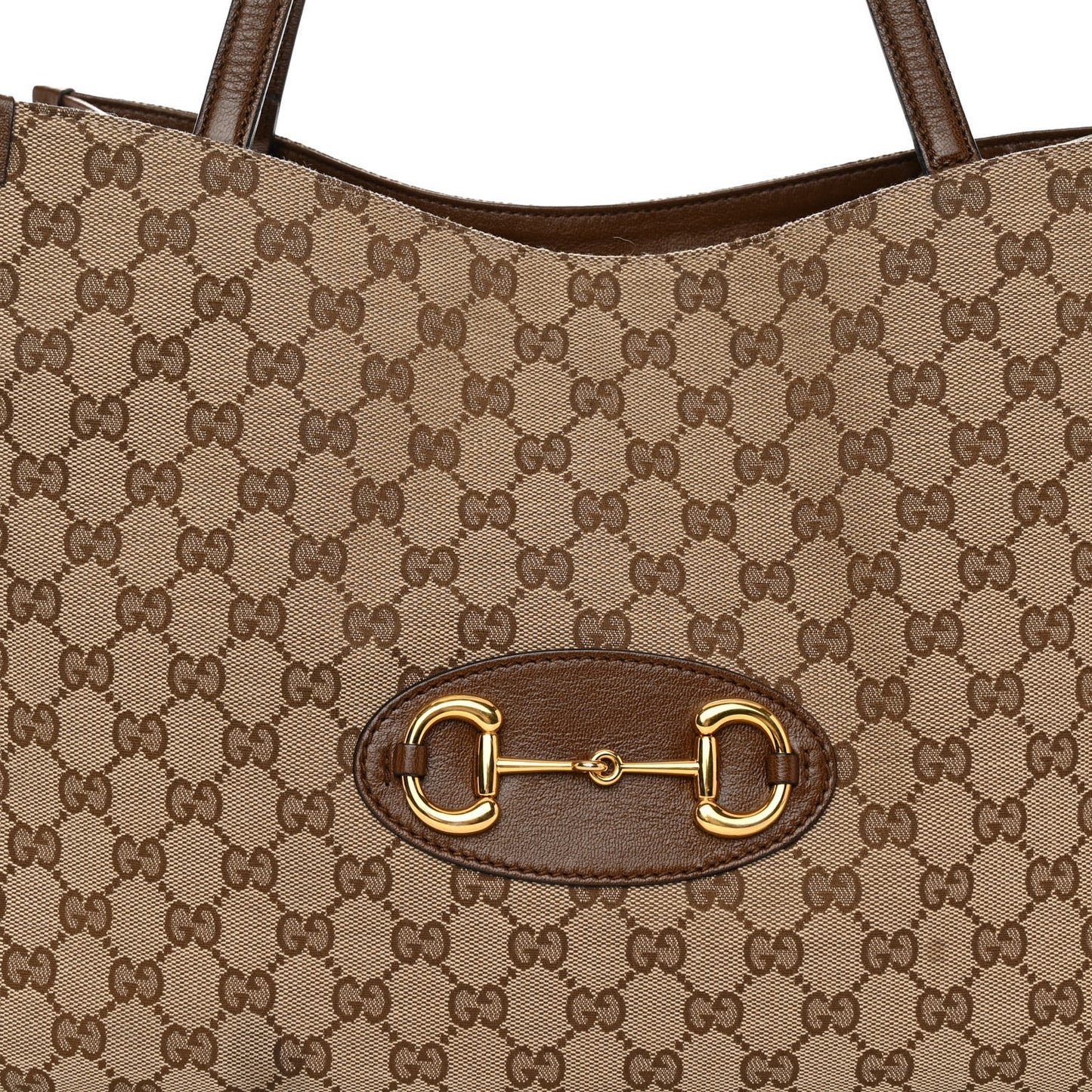 Monogram Horsebit 1955 Tote Bag Beige Brown Sugar