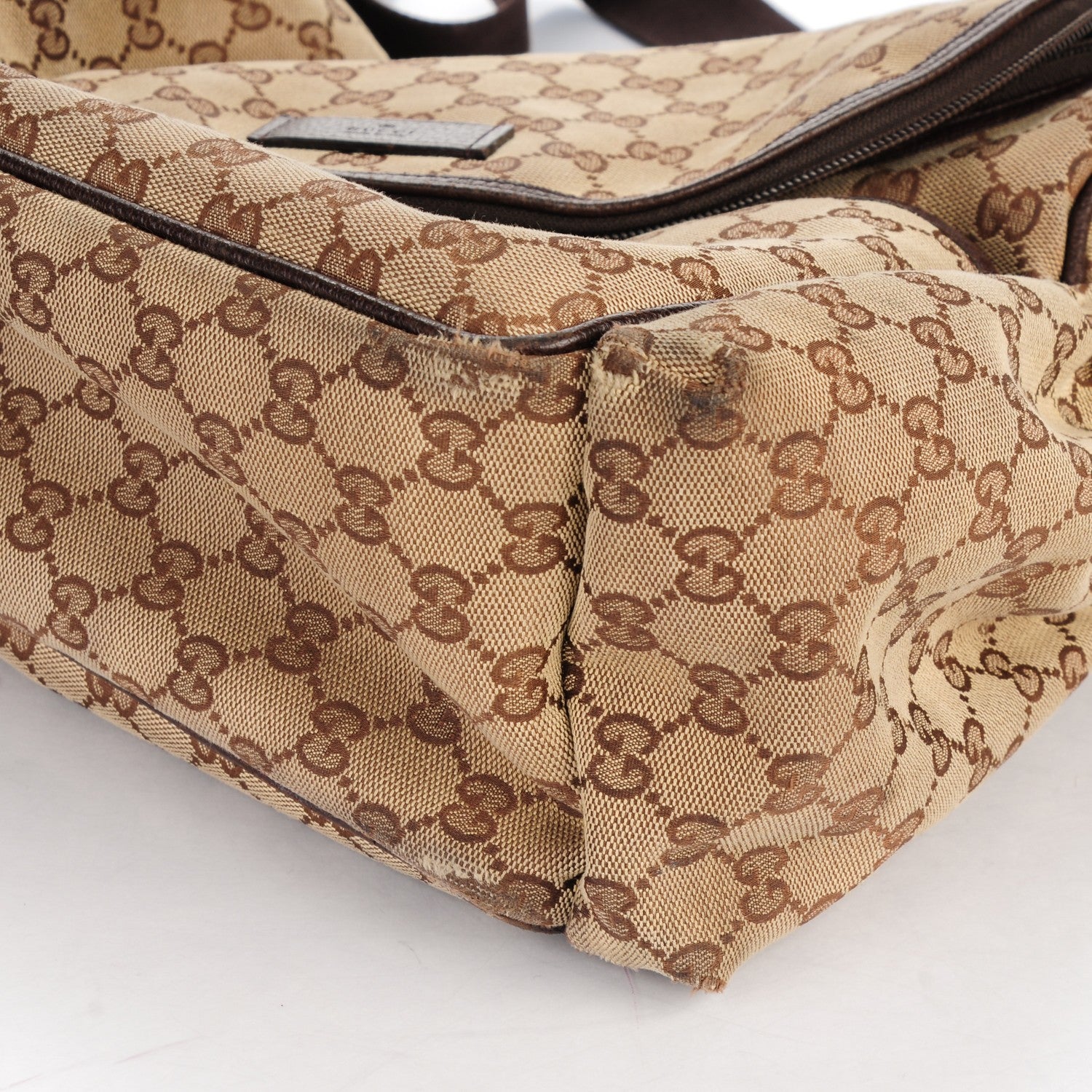 Gucci Monogram Natural Pigskin Large Diaper Bag Beige Ebony Cocoa Dark Chocolate 13 of 13