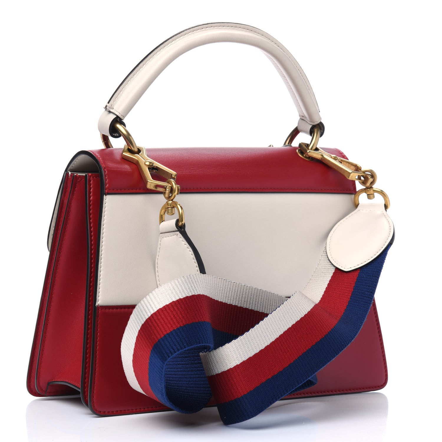 Gucci Calfskin Sylvie Web Small Queen Margaret Top Handle Bag Hibiscus Red Mystic White 2 of 5