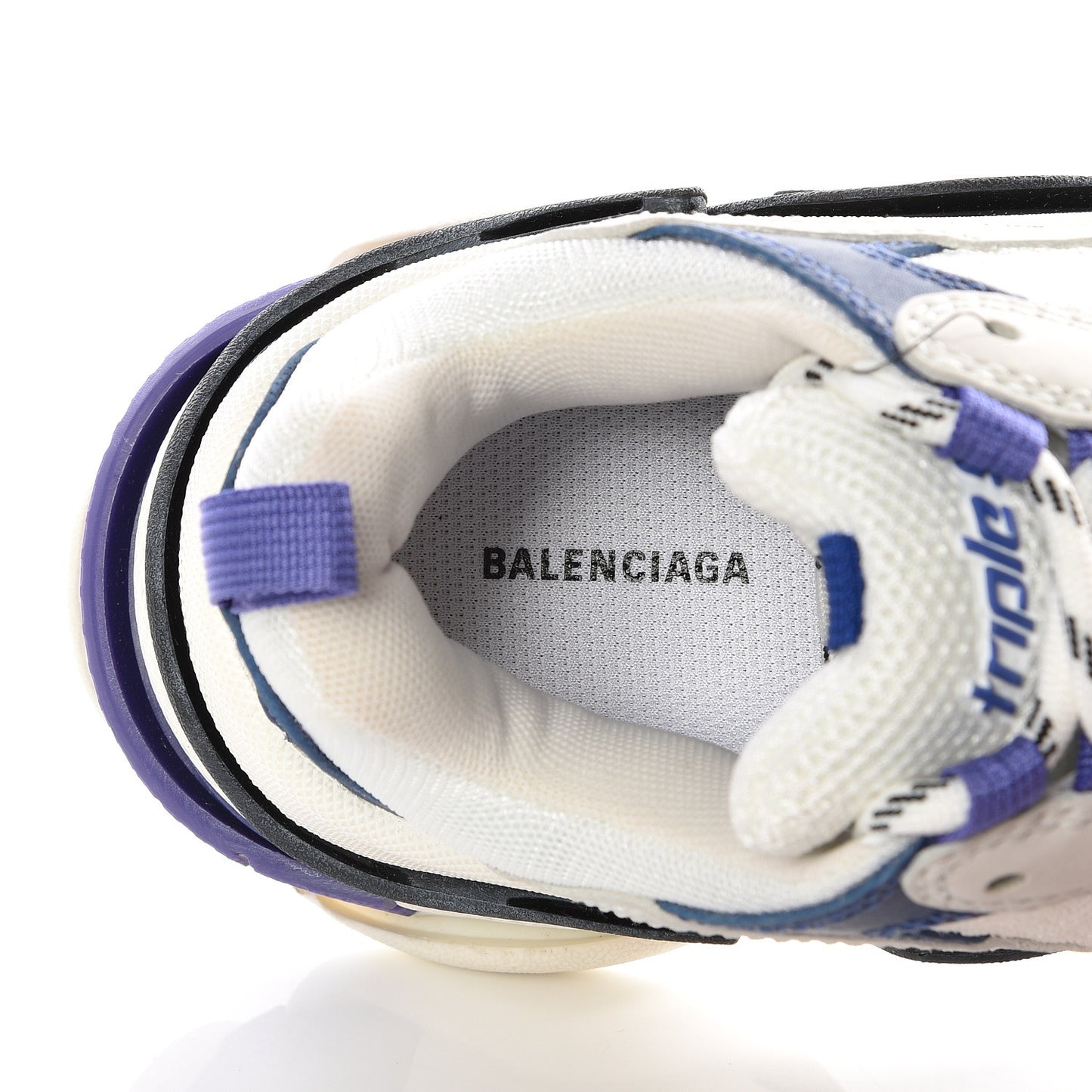 Mesh Nubuck Womens Triple S Sneakers 36 White Bleu Violet