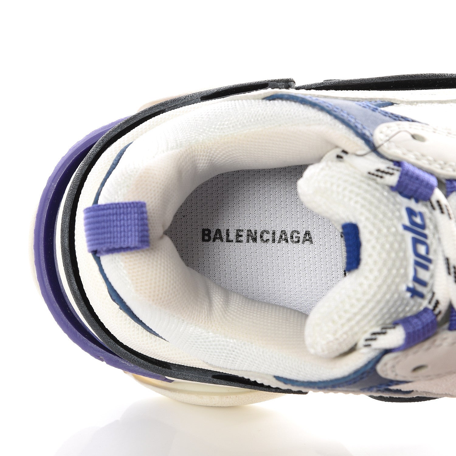 Balenciaga Mesh Nubuck Womens Triple S Sneakers 36 White Bleu Violet 7 of 10