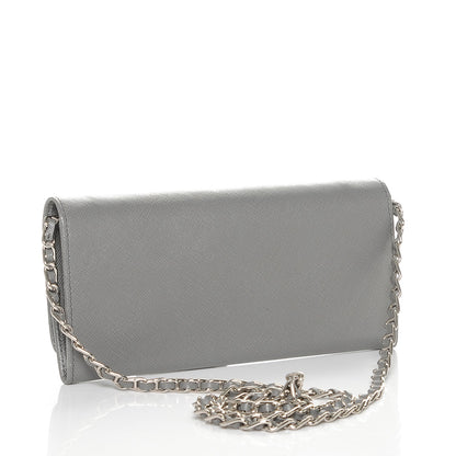 Prada Saffiano Metal Oro Chain Wallet Marmo 3 of 7