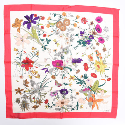 Gucci Silk Flora Gothic Square Scarf Ivory Red 2 of 5