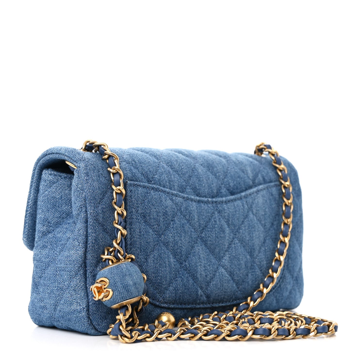 Chanel Denim Quilted Mini Pearl Crush Rectangular Flap Blue 3 of 11