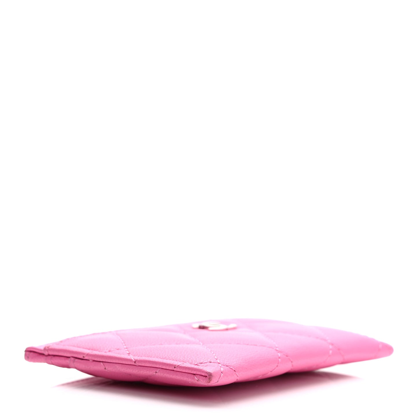Lambskin Quilted Card Holder Pink