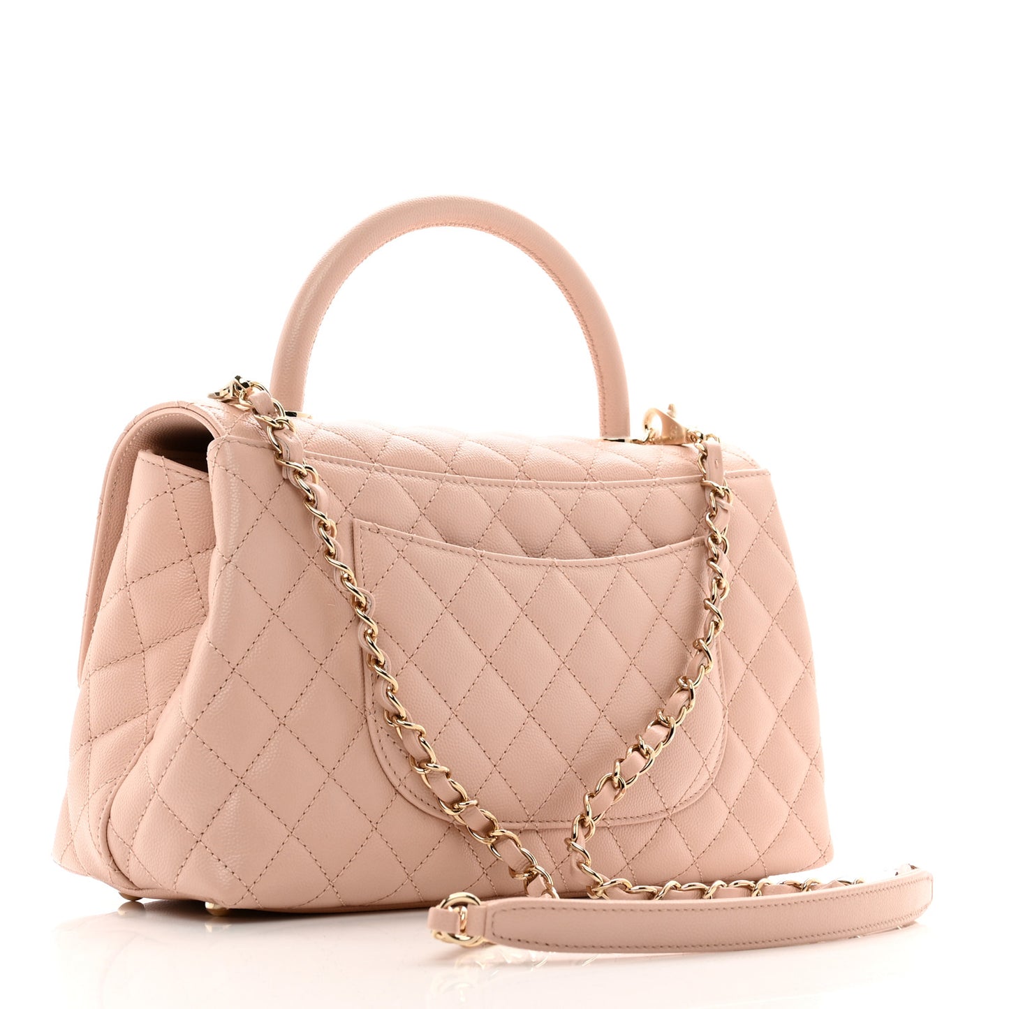 Caviar Quilted Small Coco Handle Flap Light Pink