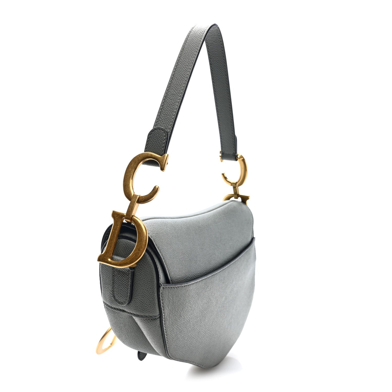 Christian Dior Grained Calfskin Saddle Bag Grey 2 of 9