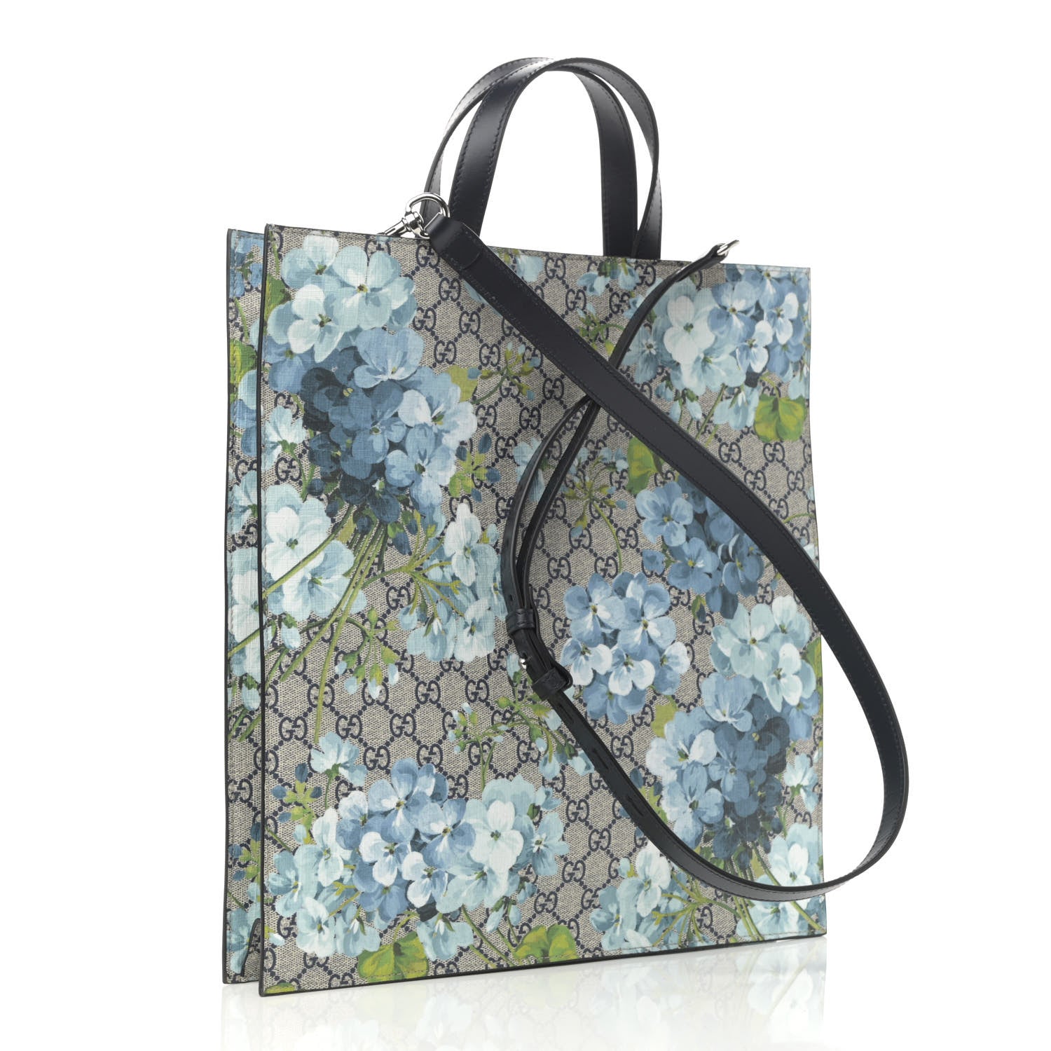Gucci Soft GG Supreme Monogram Blooms Vertical Tote Blue 3 of 10