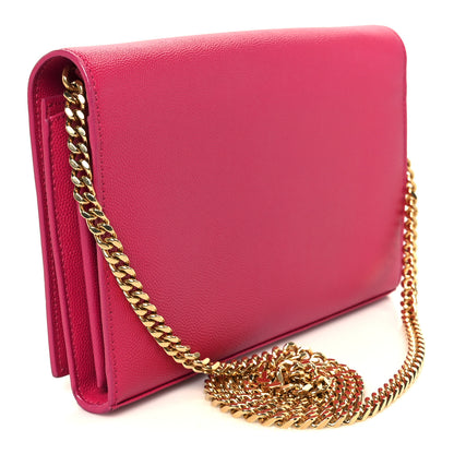 Saint Laurent Grain De Poudre Monogram Chain Wallet Bubblegum Bubblegum 3 of 9