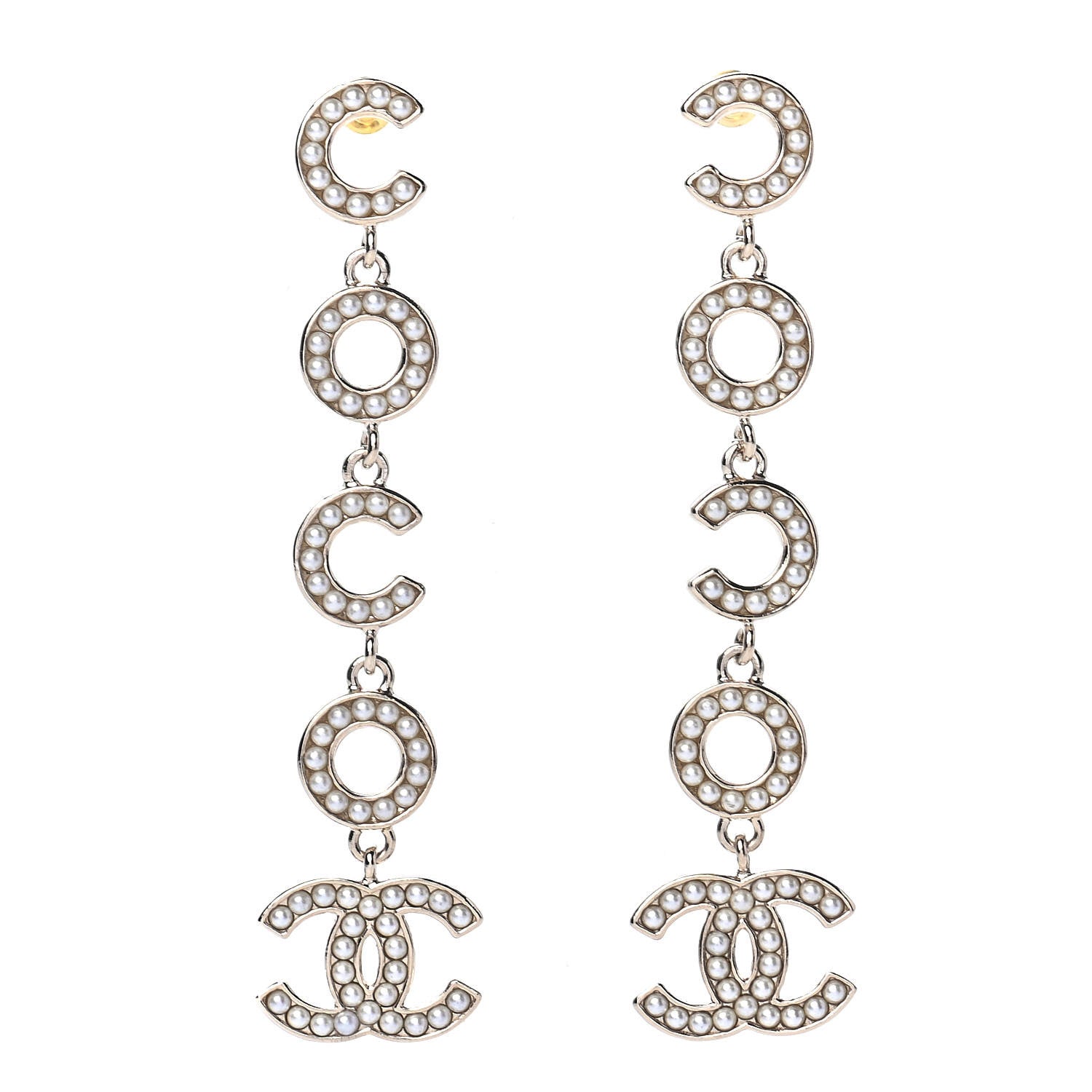 Chanel Pearl Coco Drop Earrings Gold 1 of 4