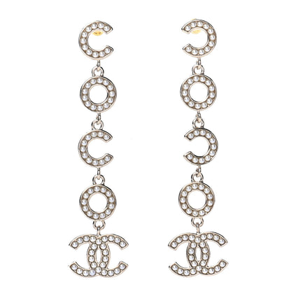 Chanel Pearl Coco Drop Earrings Gold 1 of 4