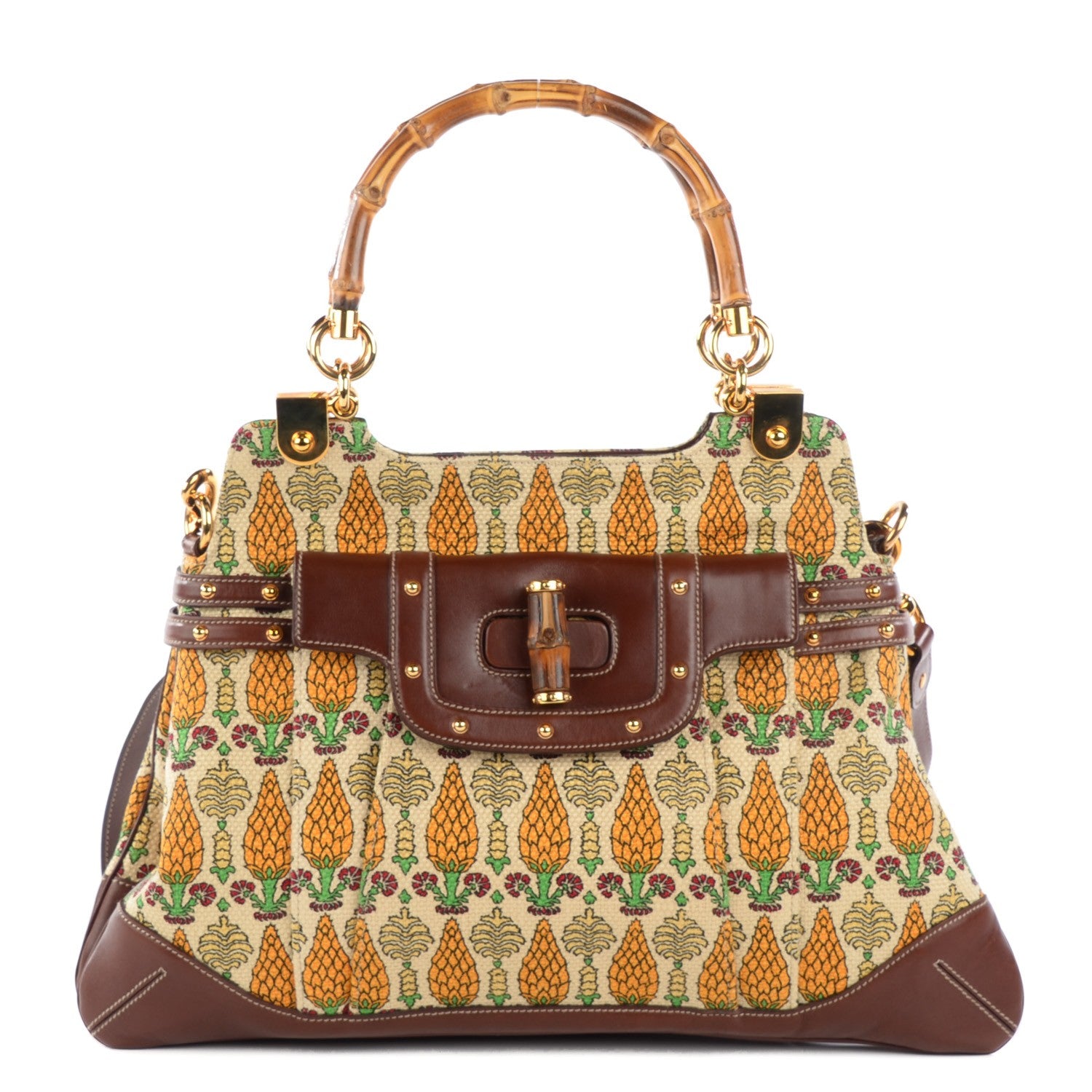 Gucci Canvas Printed Pop Bamboo Large Top Handle Tote 2 of 14