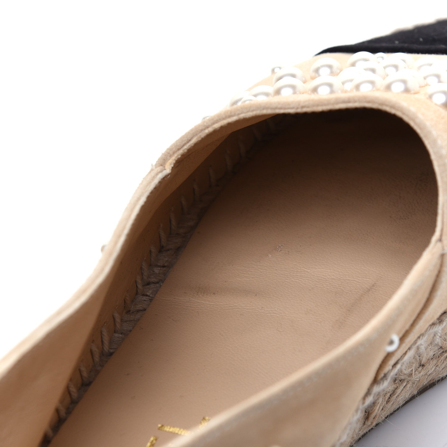 Chanel Suede Pearl CC Espadrilles 37 Beige Black 12 of 12