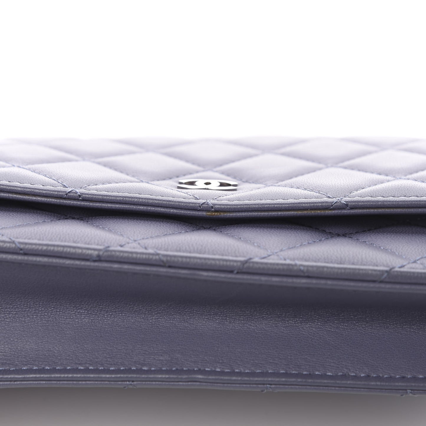 Lambskin Quilted Wallet On Chain WOC Purple