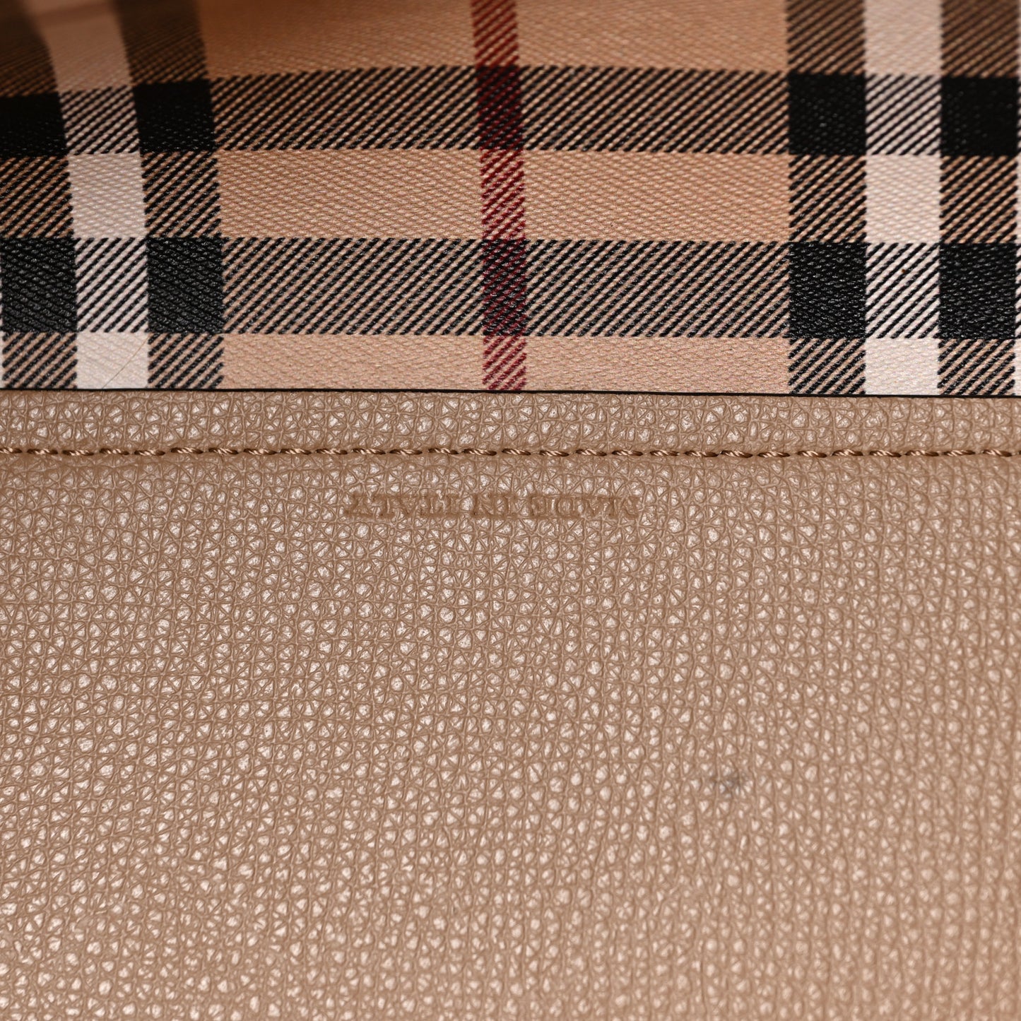 Grainy Calfskin Haymarket Check Small Reversible Tote Mid Camel