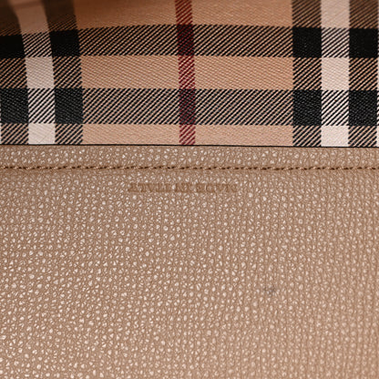 Burberry Grainy Calfskin Haymarket Check Small Reversible Tote Mid Camel 8 of 23