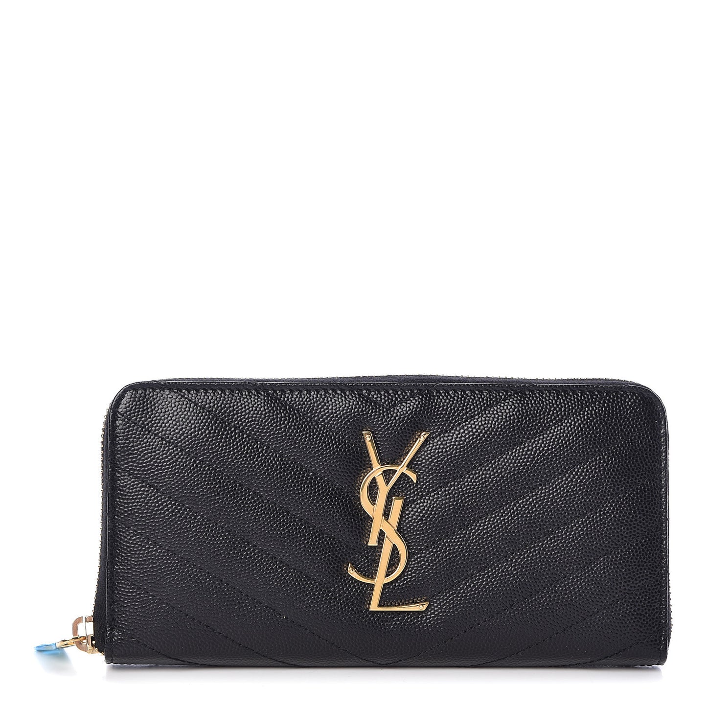 Grain De Poudre Matelasse Chevron Monogram Zip Around Wallet Black