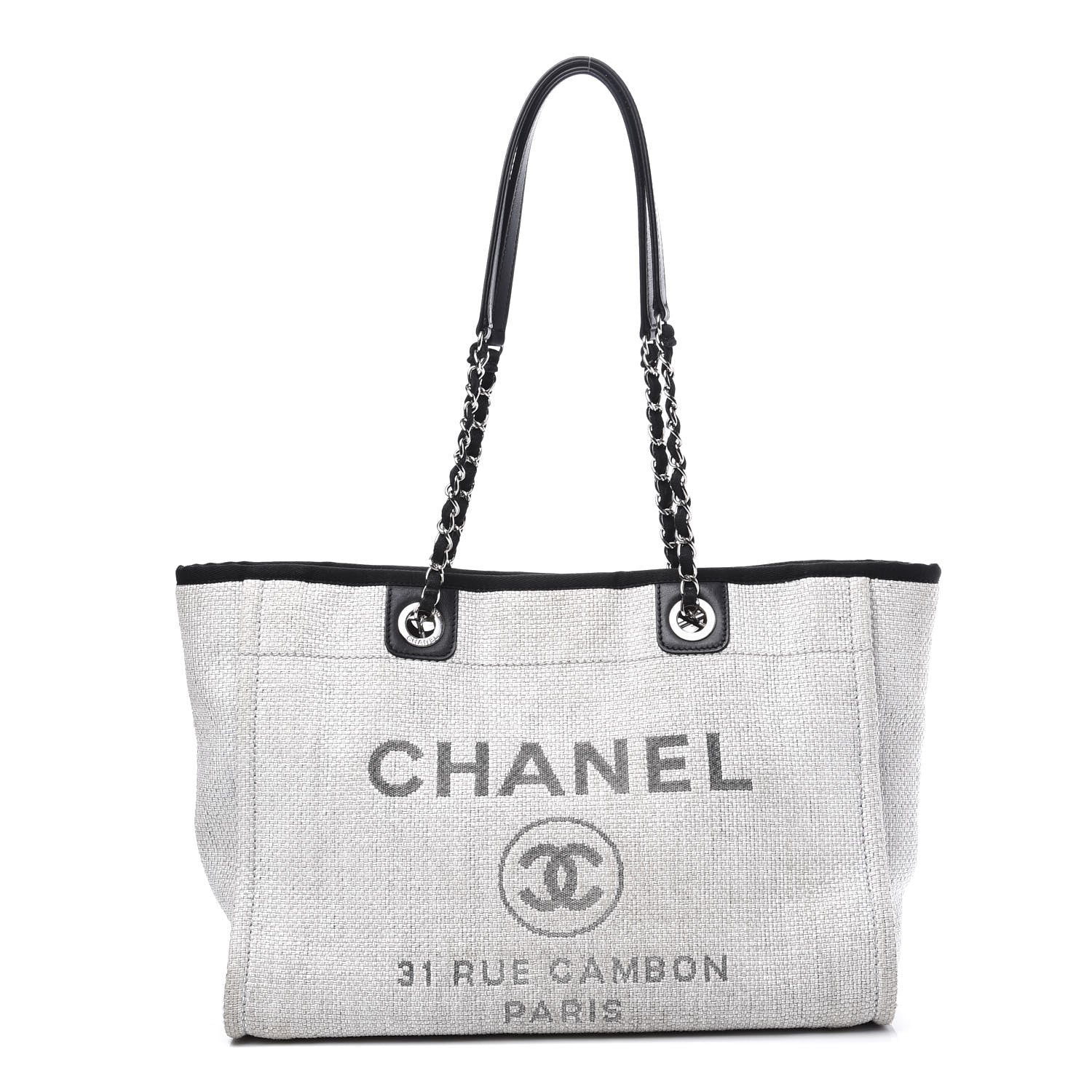Chanel Canvas Small Deauville Tote Grey 1 of 9