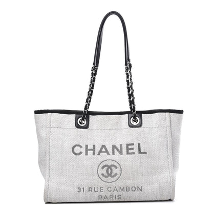 Chanel Canvas Small Deauville Tote Grey 1 of 9