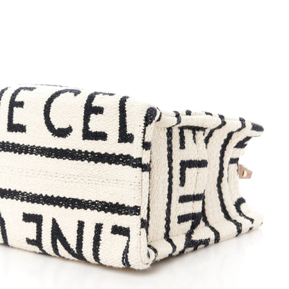 Celine Canvas Small All Over Cabas Thais White Black 9 of 9