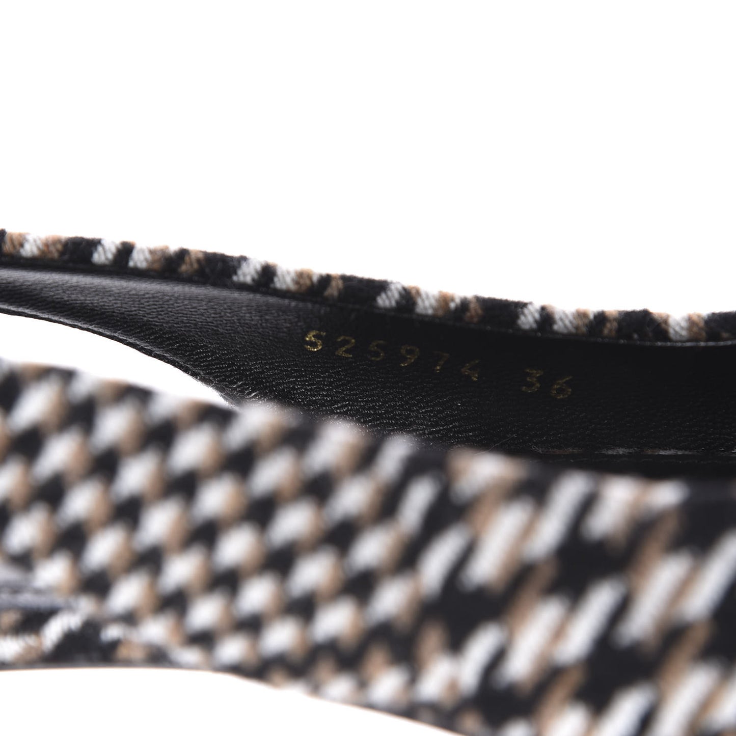 Tweed Prince Of Wales BB Knife Pointy Toe Slingback Flats 36 Brown