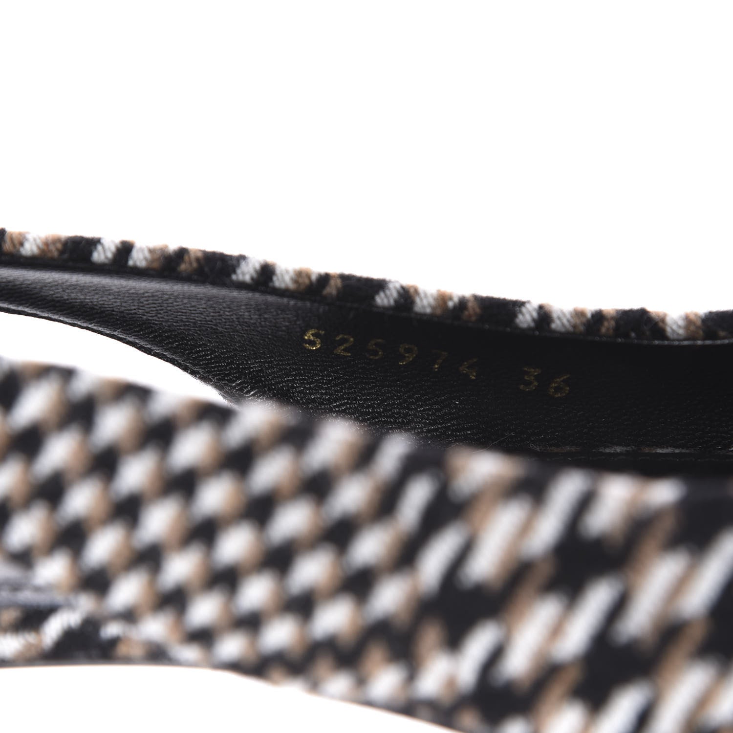 Balenciaga Tweed Prince Of Wales BB Knife Pointy Toe Slingback Flats 36 Brown 9 of 11