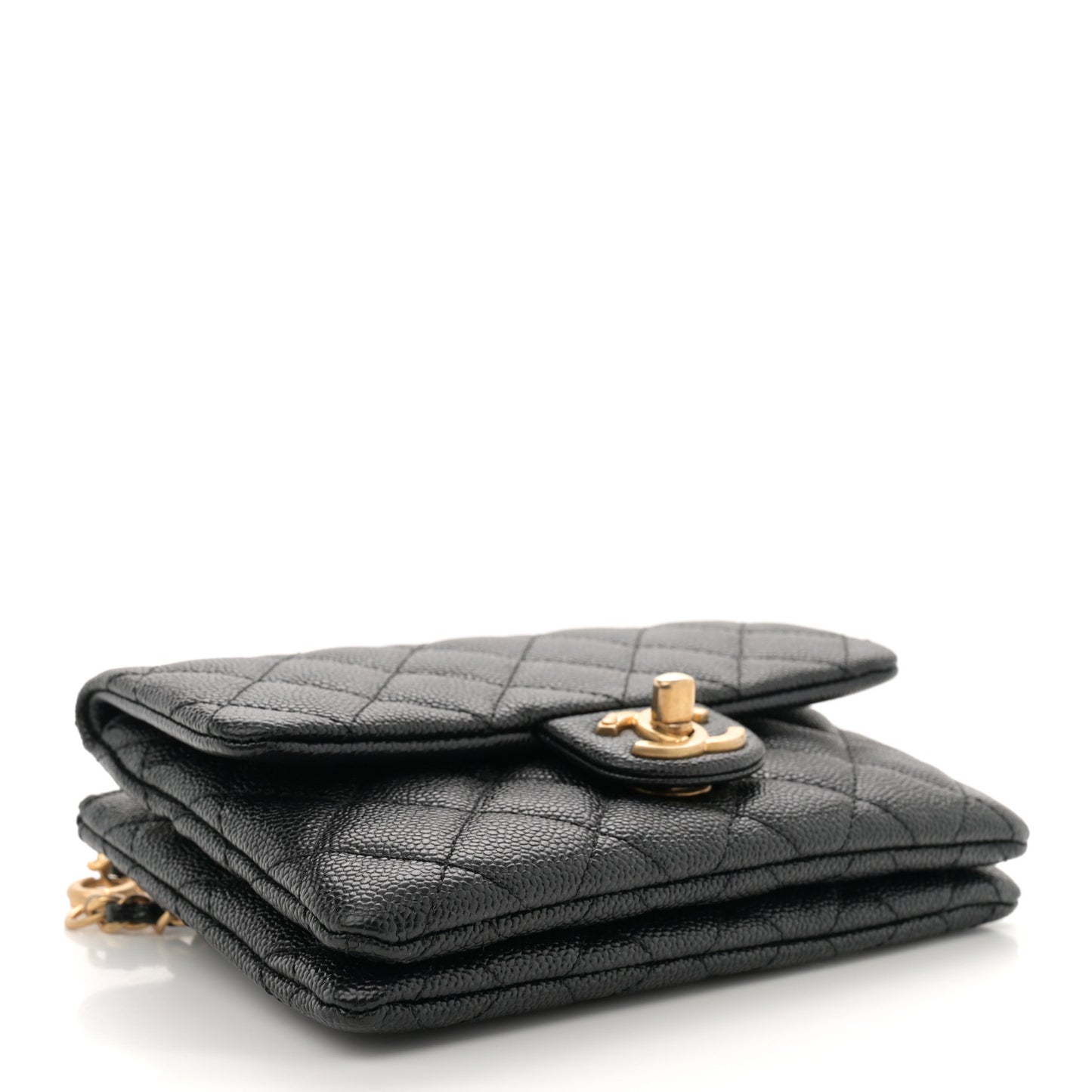 Shiny Caviar Pick Me Up Flap Belt Bag Black
