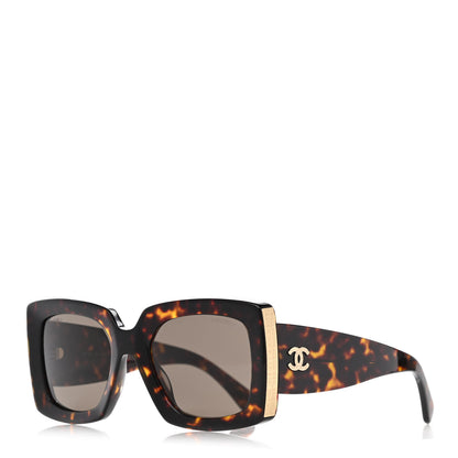 Chanel Acetate Rectangle Sunglasses 5435 Tortoise 1 of 8