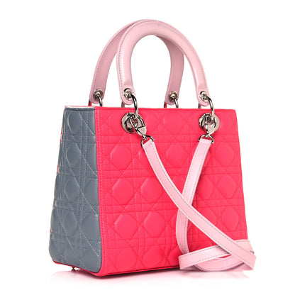 Christian Dior Lambskin Cannage Medium Tri-Color Lady Dior Fuchsia 2 of 13