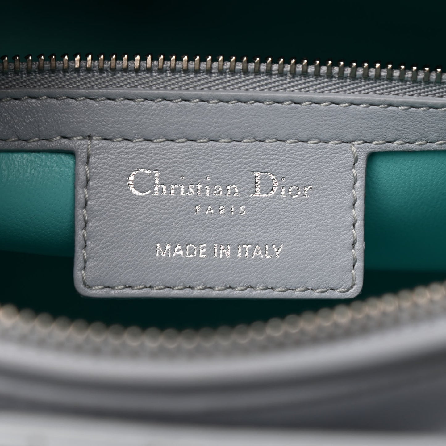 Lambskin Cannage Large Bi-Color Lady Dior Grey Turquoise