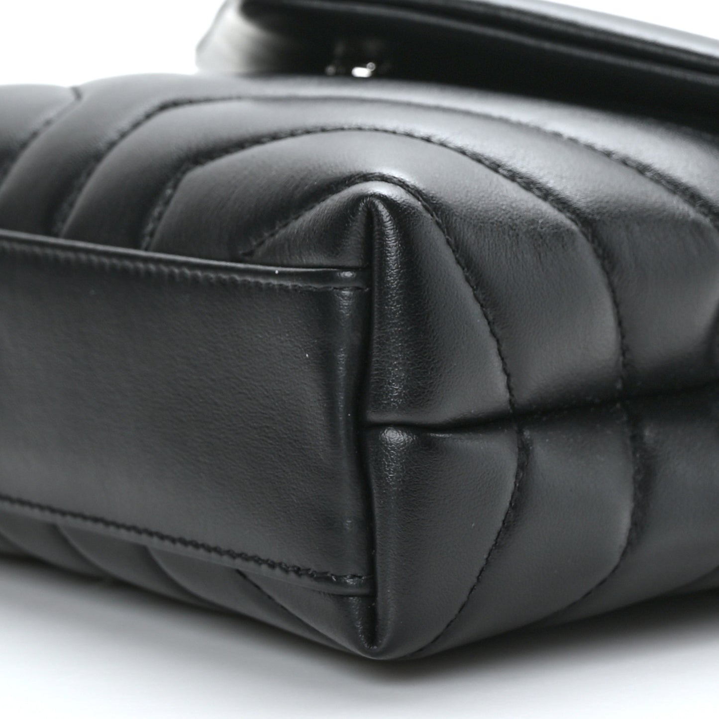 Calfskin Y Quilted Monogram Toy Loulou Crossbody Bag Black