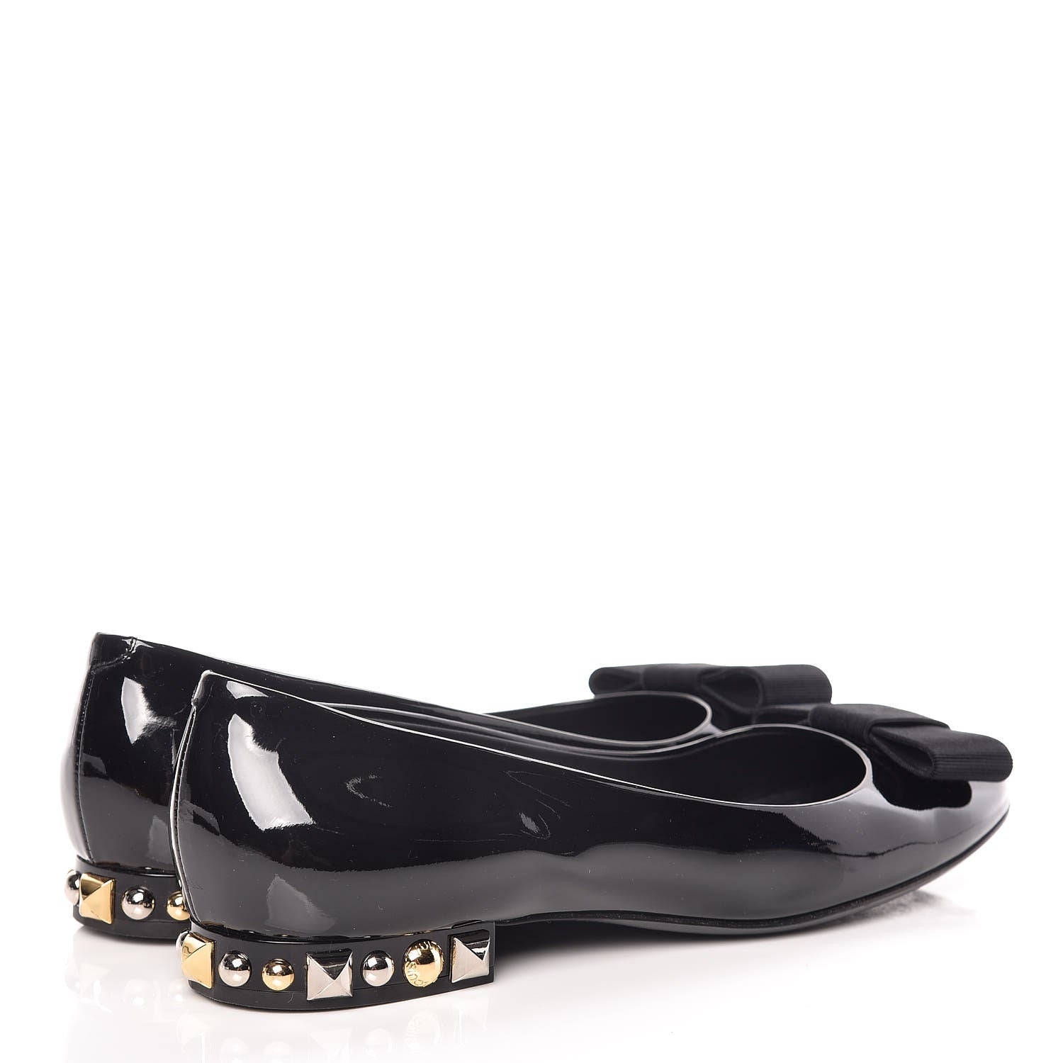 Louis Vuitton Patent Grosgrain Bow Ballet Flats 40 Black 4 of 16