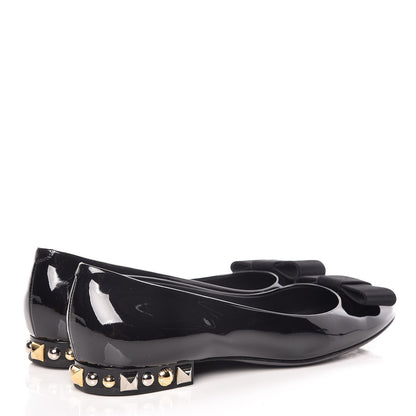 Louis Vuitton Patent Grosgrain Bow Ballet Flats 40 Black 4 of 16