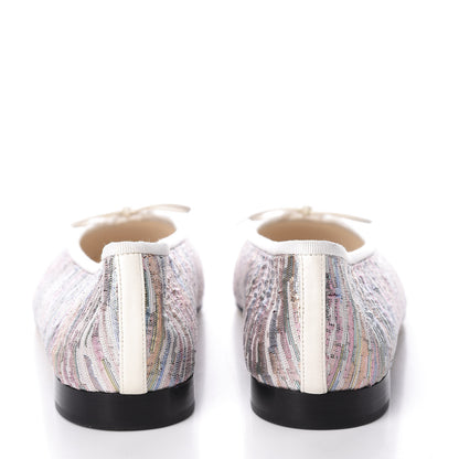 Chanel Sequin Grosgrain Cap Toe Ballerina Flats 40.5 Black Multicolor 5 of 10