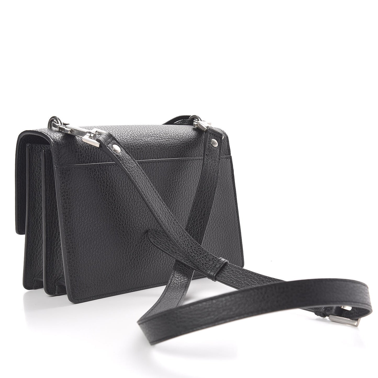 Grained Calfskin Medium Monogram Sunset Satchel Black