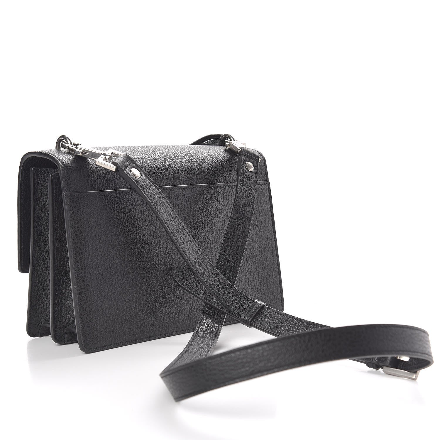 Saint Laurent Grained Calfskin Medium Monogram Sunset Satchel Black 3 of 11
