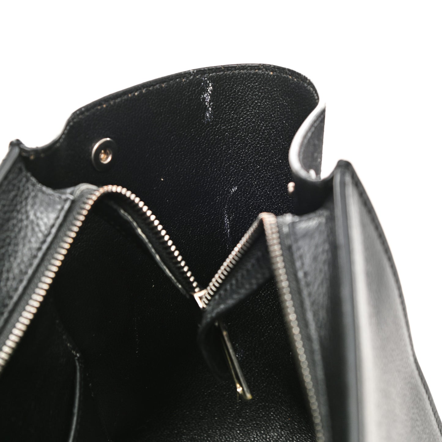 Drummed Calfskin Suede Medium Trapeze Black
