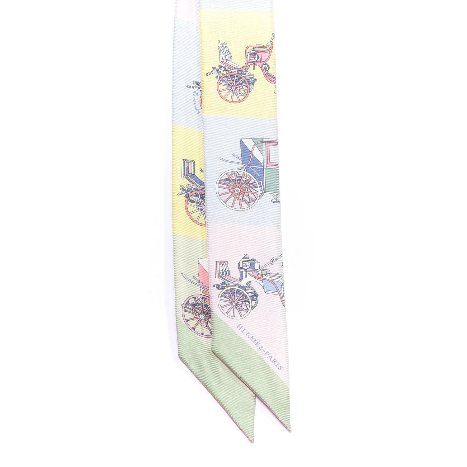 Hermes Silk Les Voitures Exquises Twilly Rose Pale Jaune Pale 2 of 4