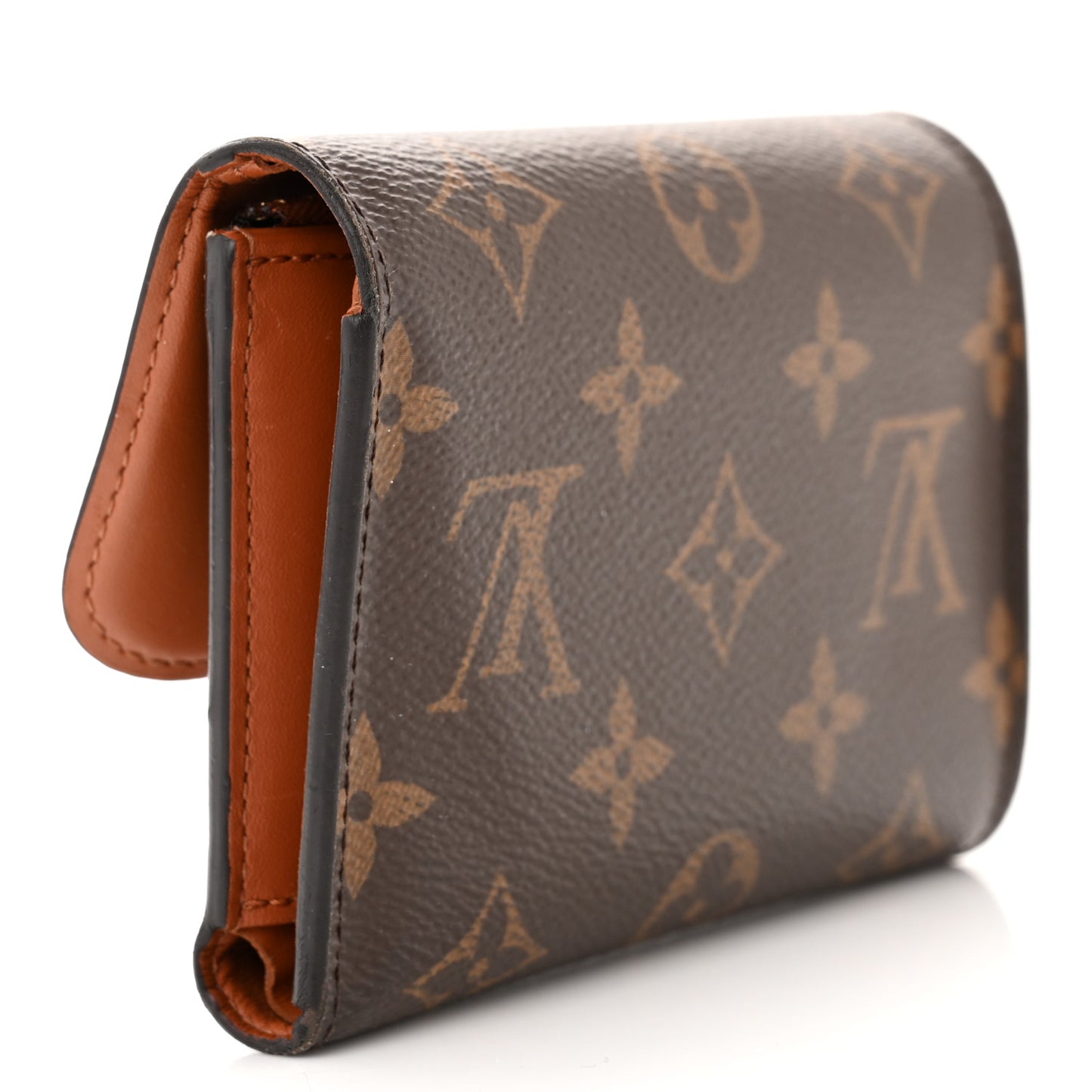 Monogram Flower Lock Compact Wallet Caramel