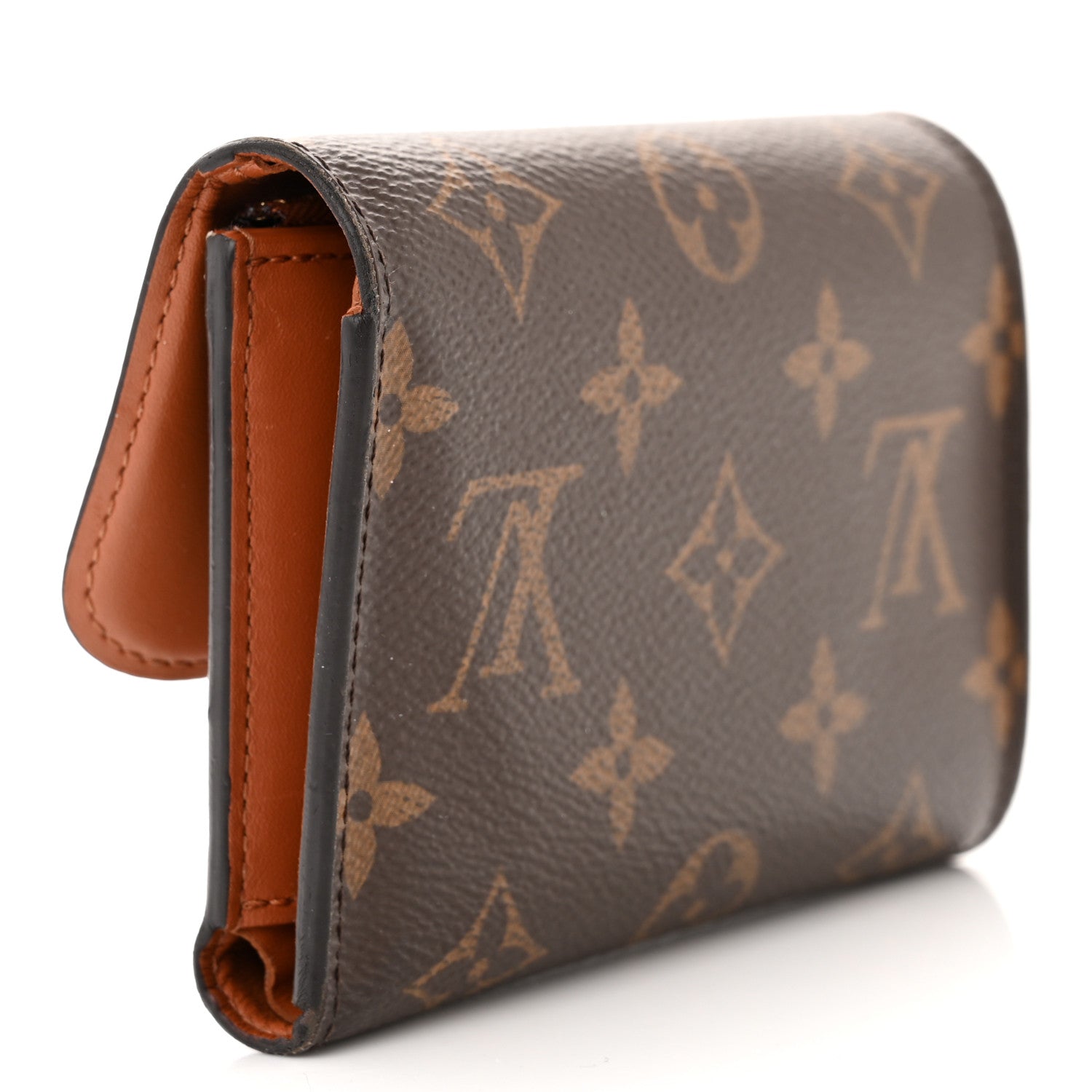 Louis Vuitton Monogram Flower Lock Compact Wallet Caramel 3 of 9