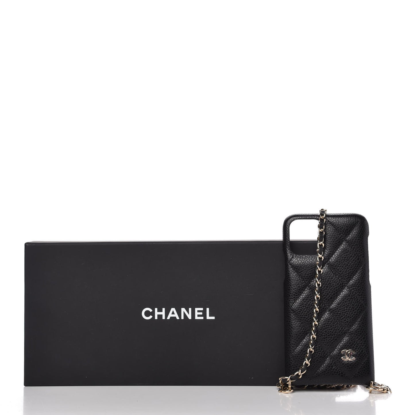 Caviar Quilted iPhone XI Pro Case With Chain Black