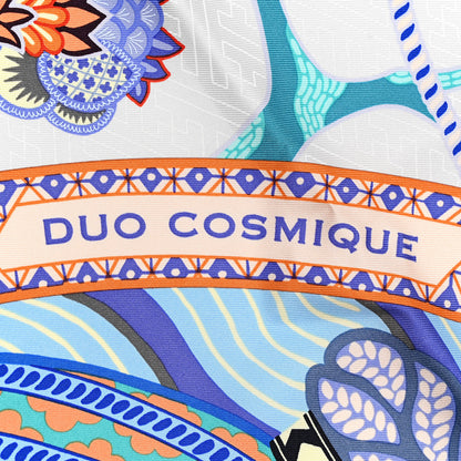 Hermes Silk Twill Duo Cosmique Scarf 90 Rose Pale Bleu Orange 3 of 6