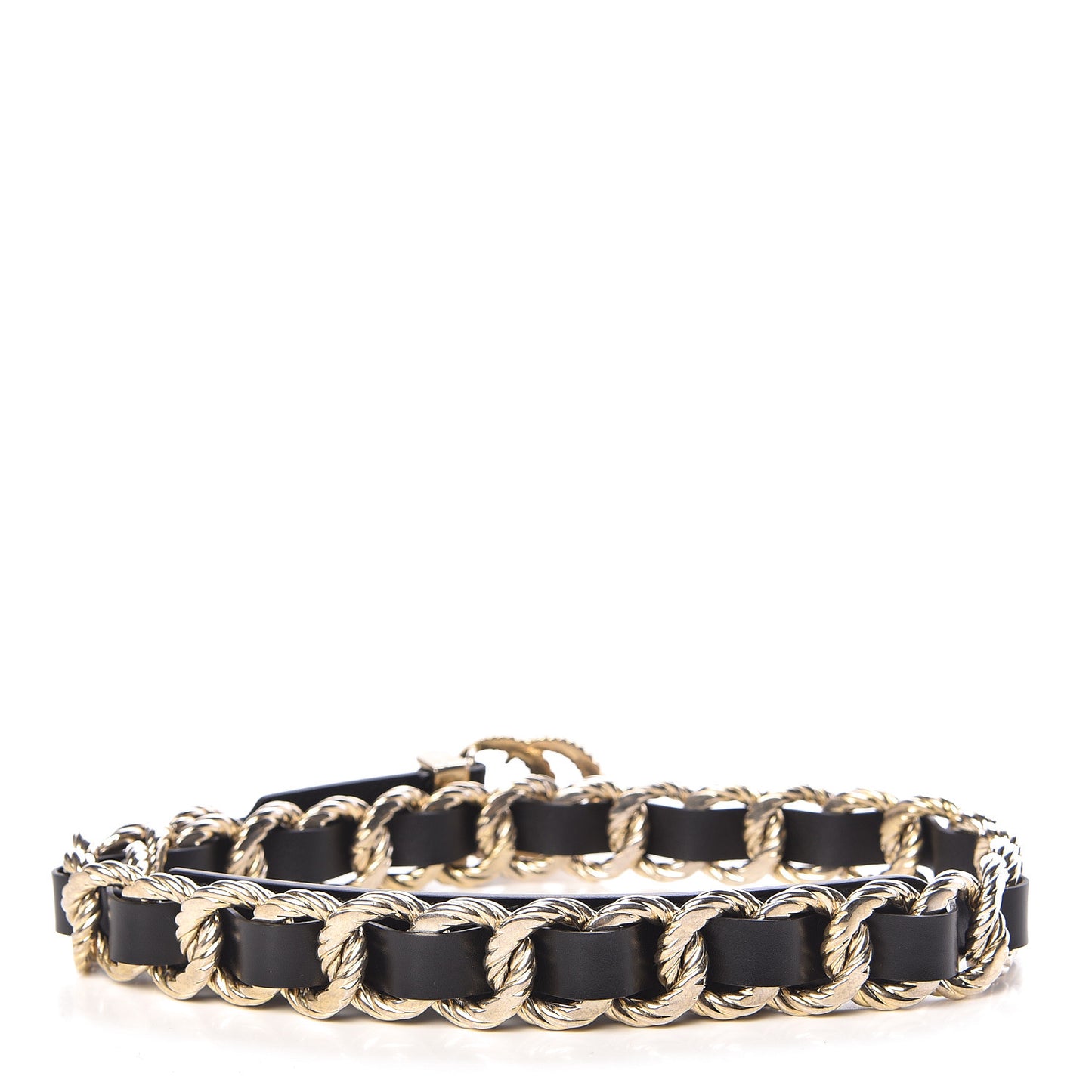 Calfskin Torchon Double G Chain 25mm Belt 80 32 Black
