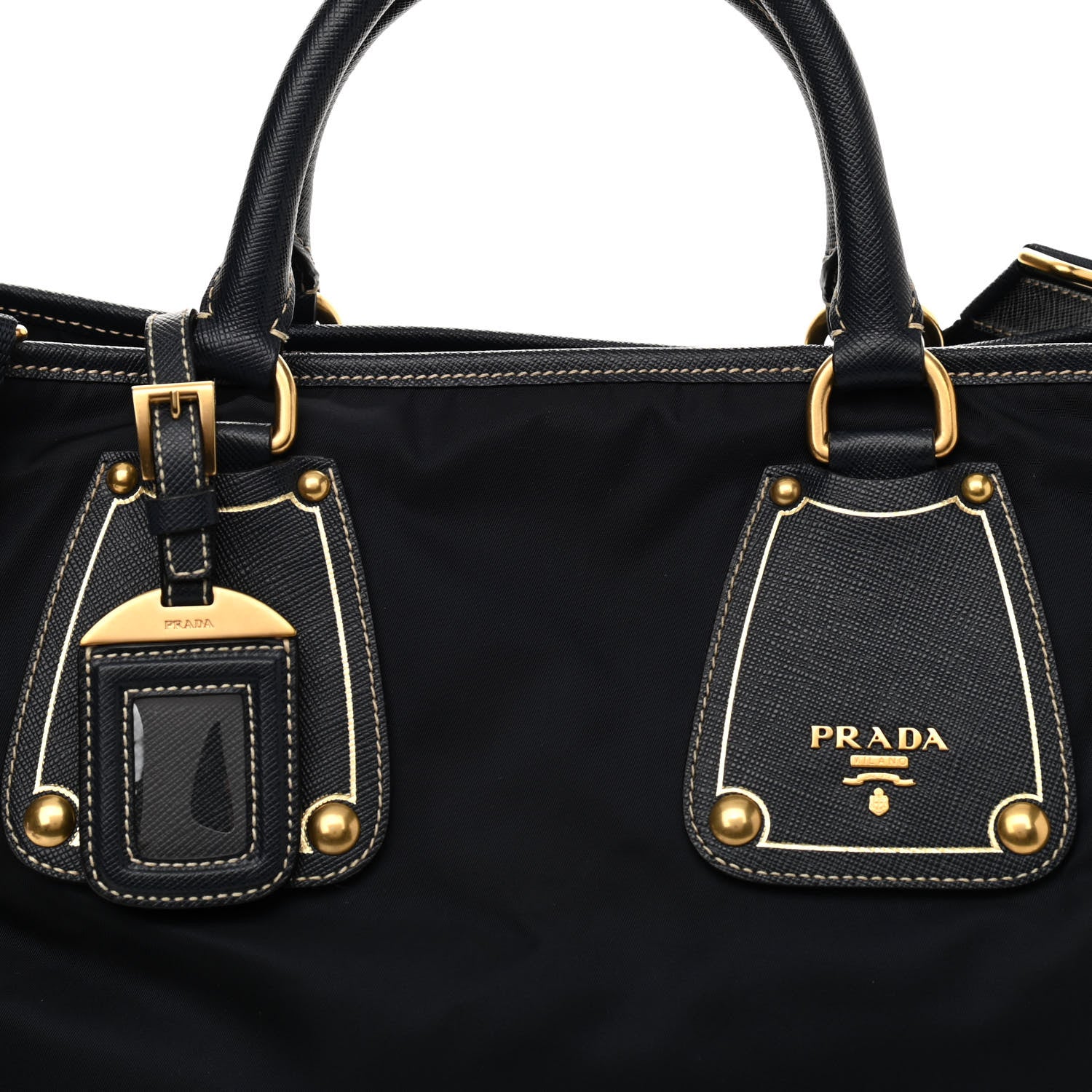 Prada Tessuto Nylon Saffiano Tote Navy 7 of 9